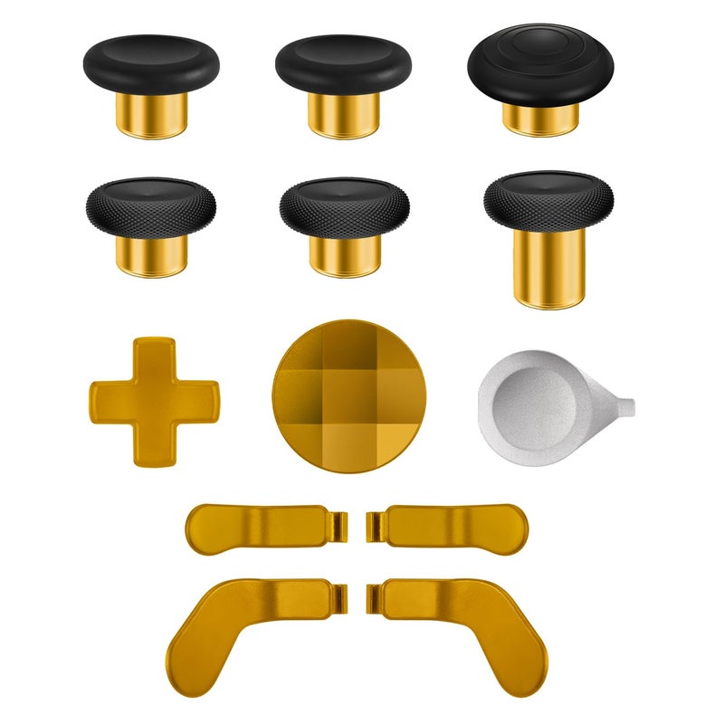 KOOWOD Accessories for Xbox Elite Controller Series 2 - 13 in 1 Replacement Paddles Gold Color Thumbsticks Analog Sticks Joystick Parts Repair Kit Component Set with 2 D-Pads, 1 Tool - Image 1